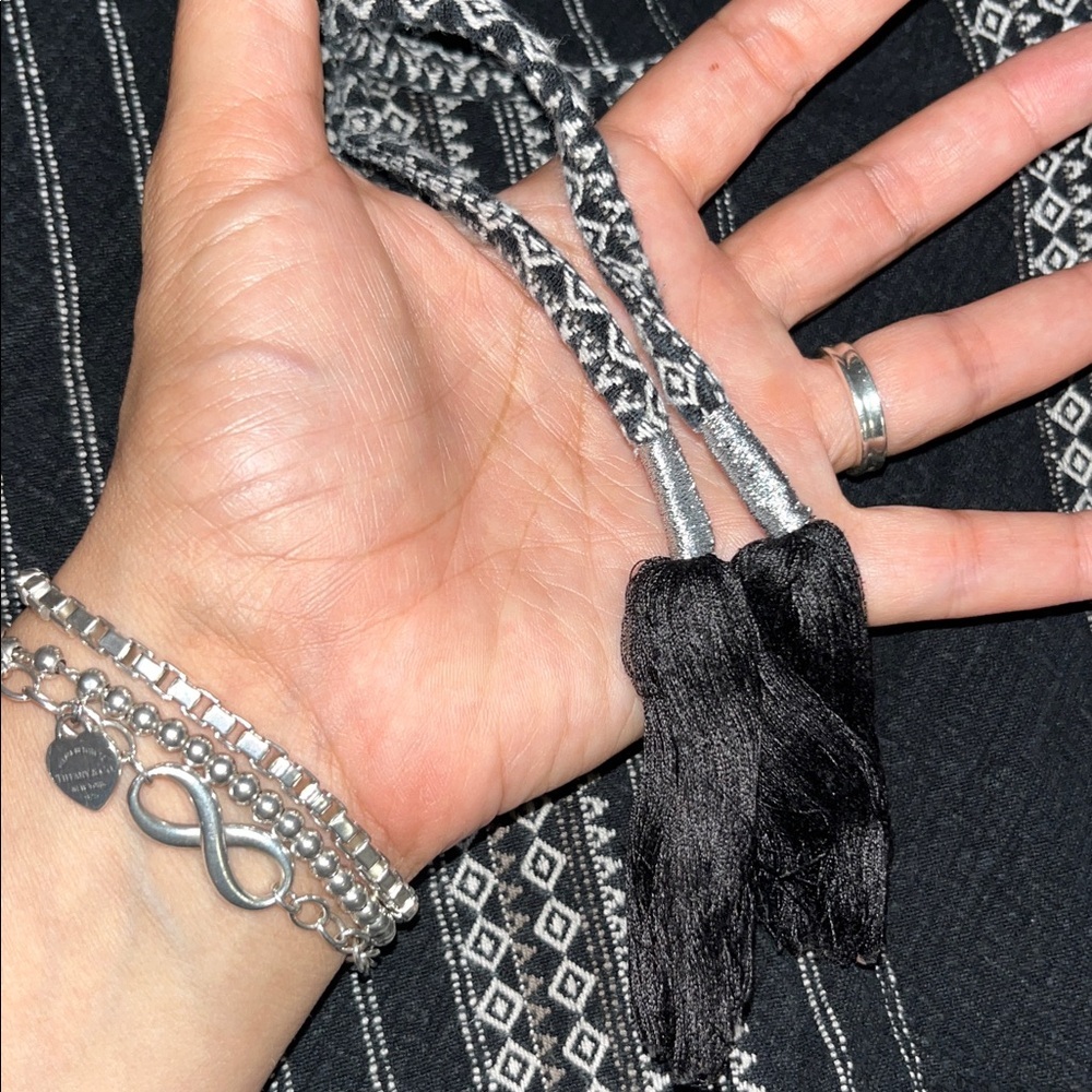 Anthropologie Essential Beach Pant Pull-On Boho Tassel Tie Waist Black Medium - Picture 8 of 10